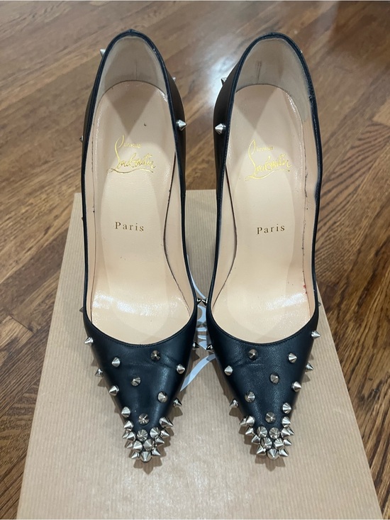 Christian Louboutin Shoes - Christian Louboutin Black Leather Studded Pointed-Toe